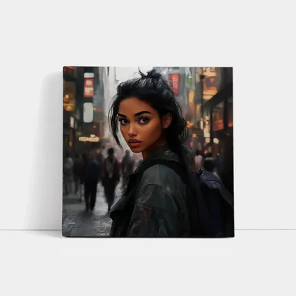 Young Woman Portrait City Street Digital Art