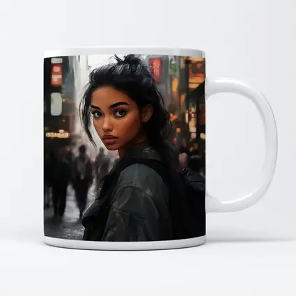 Young Woman Portrait City Street Digital Art