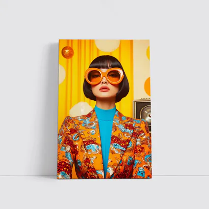 Retro Woman Orange Sunglasses Bold Fashion Portrait