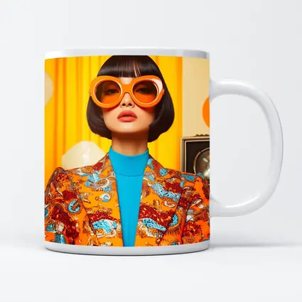 Retro Woman Orange Sunglasses Bold Fashion Portrait