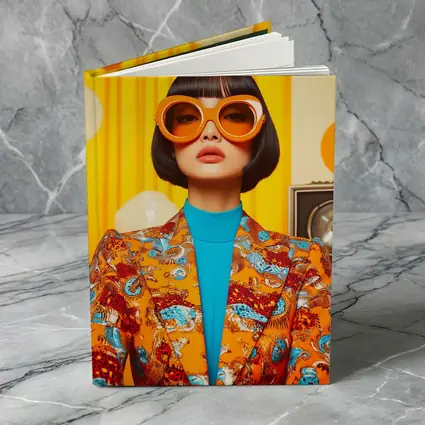 Retro Woman Orange Sunglasses Bold Fashion Portrait