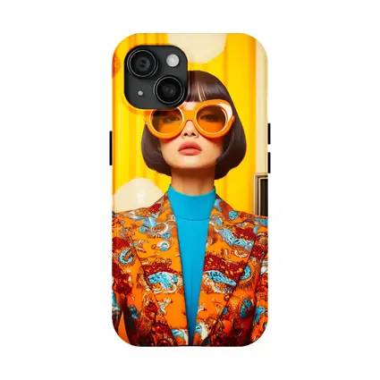 Retro Woman Orange Sunglasses Bold Fashion Portrait