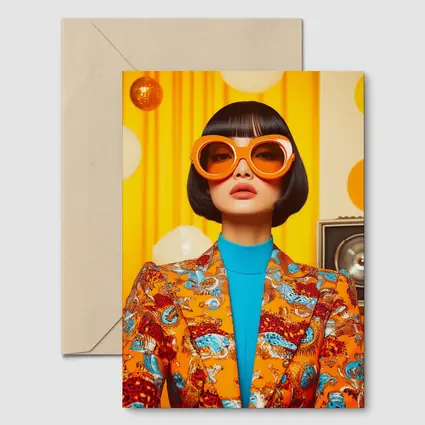 Retro Woman Orange Sunglasses Bold Fashion Portrait