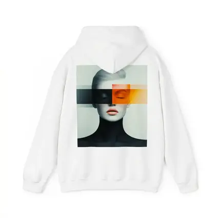Abstract Woman Portrait Orange Black Geometric Art