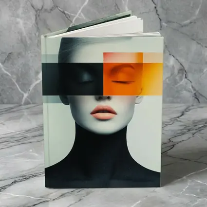 Abstract Woman Portrait Orange Black Geometric Art