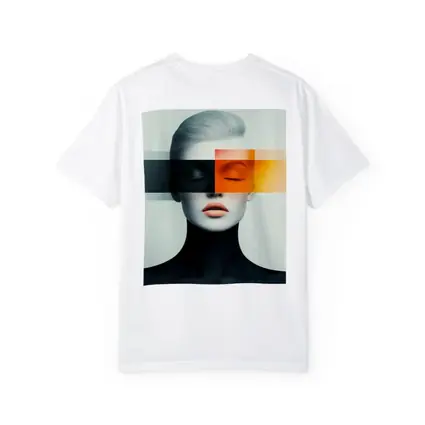 Abstract Woman Portrait Orange Black Geometric Art
