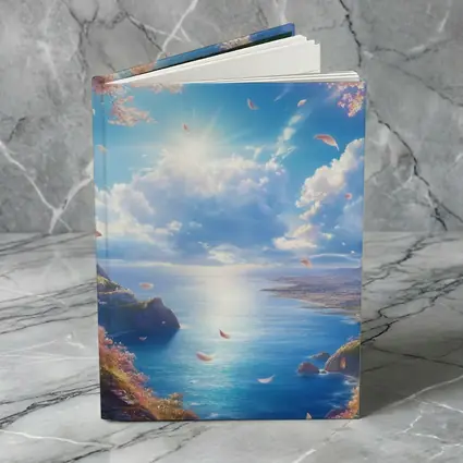 Cherry Blossom Petals Over Blue Ocean