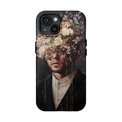 Man In Suit With Floral Head Dark