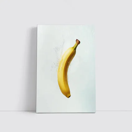 Banana Splashing Through Clear Water Background