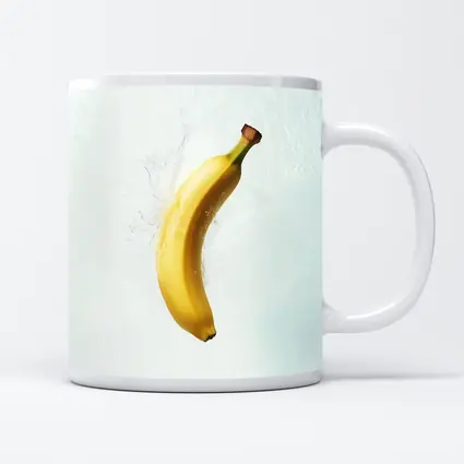 Banana Splashing Through Clear Water Background