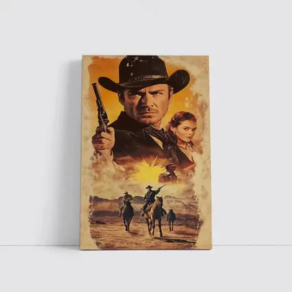 Western Cowboy Gunslinger Desert Sunset Scene