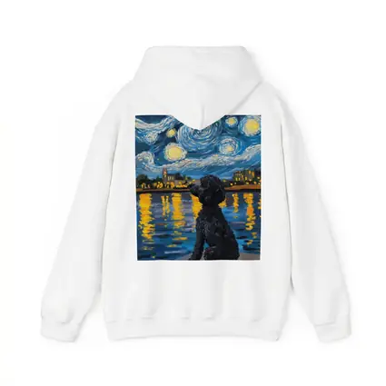 Black Poodle Starry Night Van Gogh Style