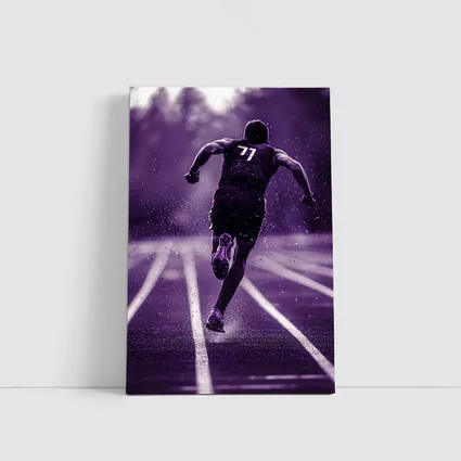 Sprint Runner On Track In Rain Purple