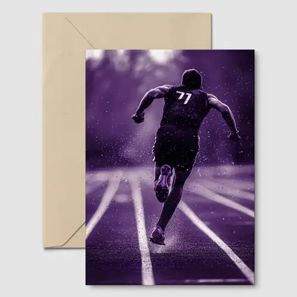 Sprint Runner On Track In Rain Purple