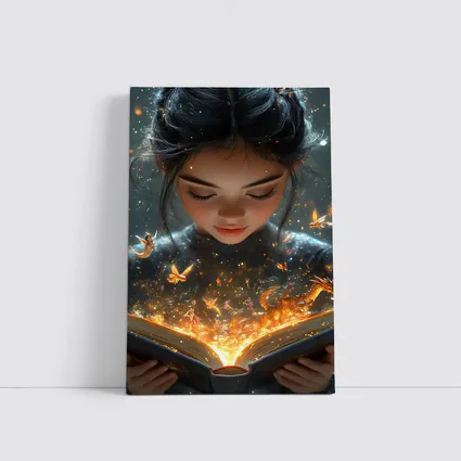 Girl Reading Magic Book Fantasy Art