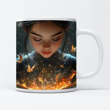 Girl Reading Magic Book Fantasy Art