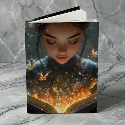 Girl Reading Magic Book Fantasy Art