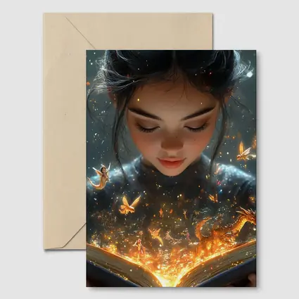 Girl Reading Magic Book Fantasy Art
