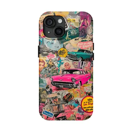 Los Angeles Pop Art Collage Pink Car