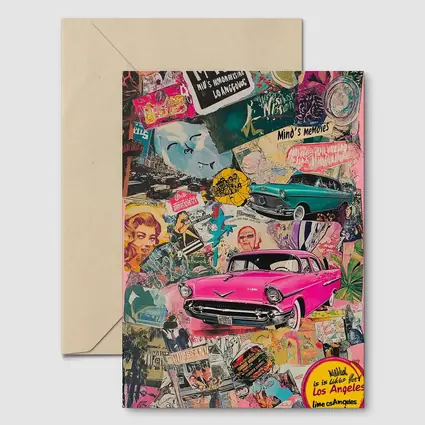 Los Angeles Pop Art Collage Pink Car