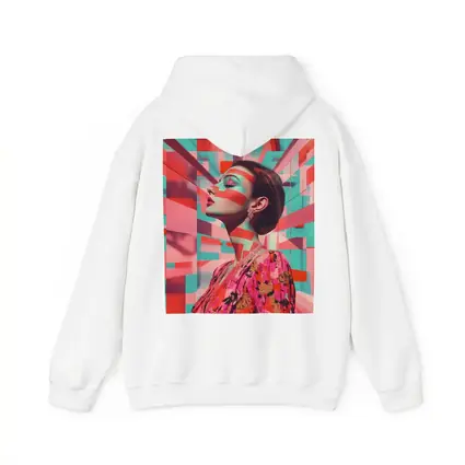 Pop Art Woman Geometric Coral Teal Background