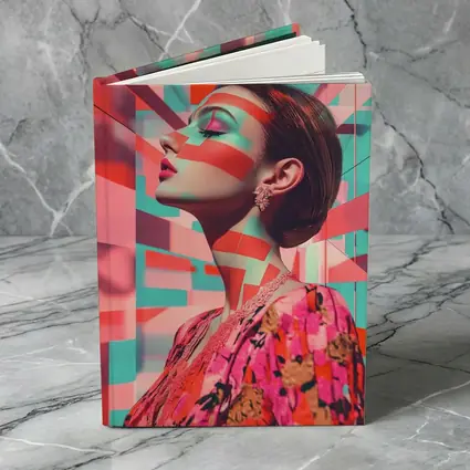 Pop Art Woman Geometric Coral Teal Background