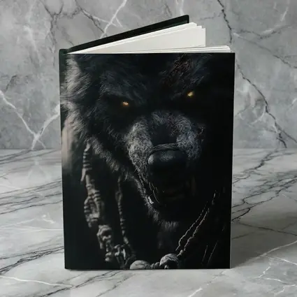 Dark Wolf Glowing Eyes Skull Necklace