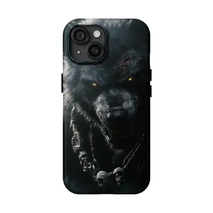 Dark Wolf Glowing Eyes Skull Necklace