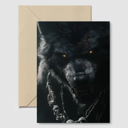 Dark Wolf Glowing Eyes Skull Necklace