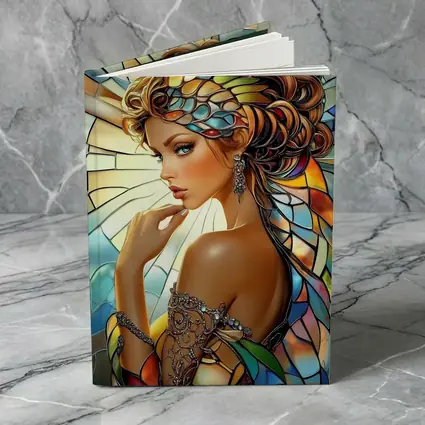 Stained Glass Woman Portrait Art Nouveau Style