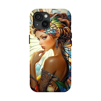 Stained Glass Woman Portrait Art Nouveau Style