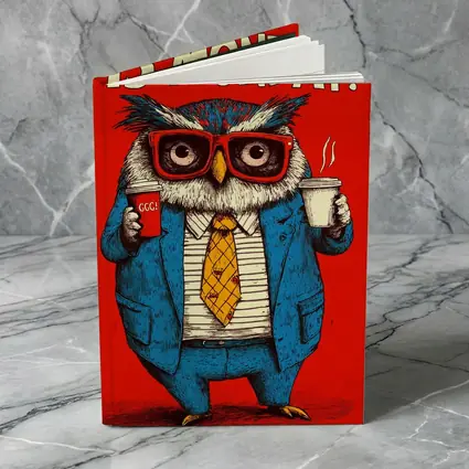 Grumpy Owl Monday Coffee Red Background