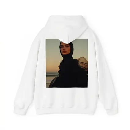 Woman in Black Hijab Sunset Beach