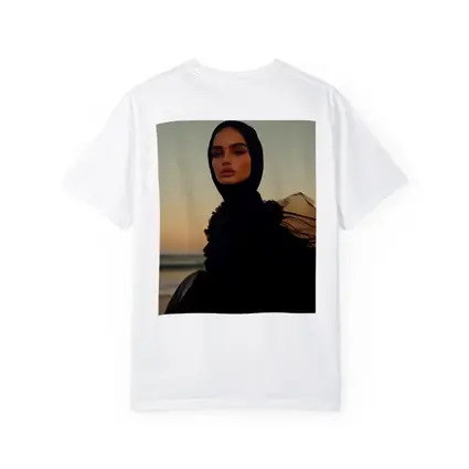 Woman in Black Hijab Sunset Beach