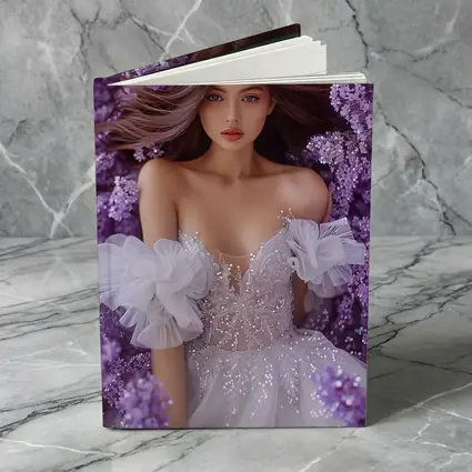 Woman White Gown Surrounded By Purple Flowers