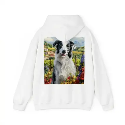 Border Collie Dog Tuscany Vineyard Flowers