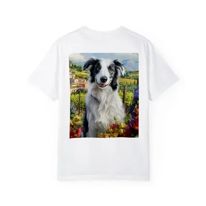 Border Collie Dog Tuscany Vineyard Flowers