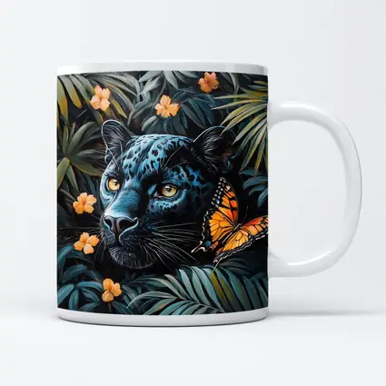 Black Panther Butterfly Tropical Jungle Painting