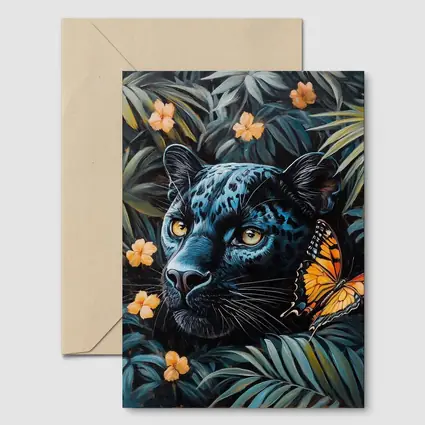 Black Panther Butterfly Tropical Jungle Painting