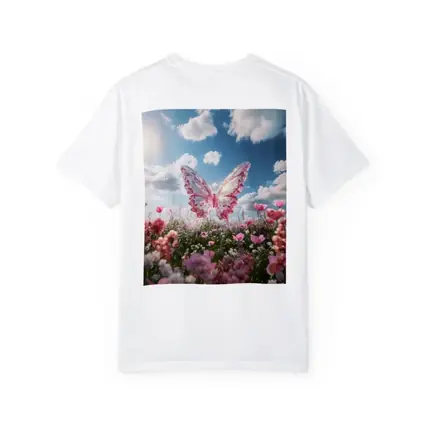 Crystal Butterfly Pink Flowers Blue Sky