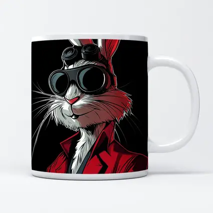 Cool Rabbit Red Suit Black Background Art