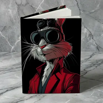 Cool Rabbit Red Suit Black Background Art