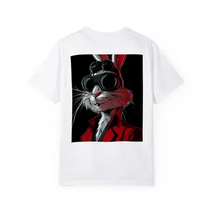 Cool Rabbit Red Suit Black Background Art
