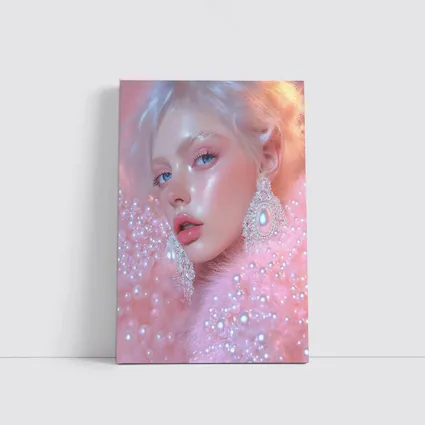 Ethereal Woman Portrait Pink Pearl Fantasy