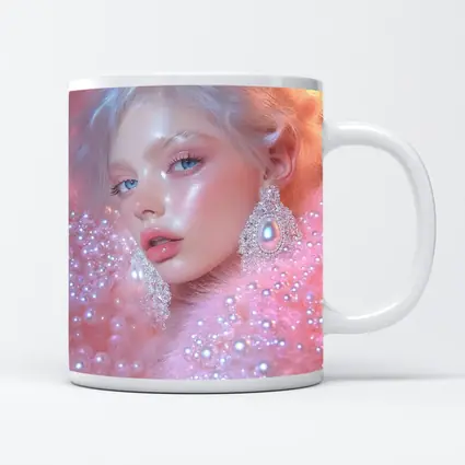 Ethereal Woman Portrait Pink Pearl Fantasy
