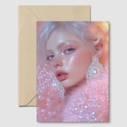 Ethereal Woman Portrait Pink Pearl Fantasy