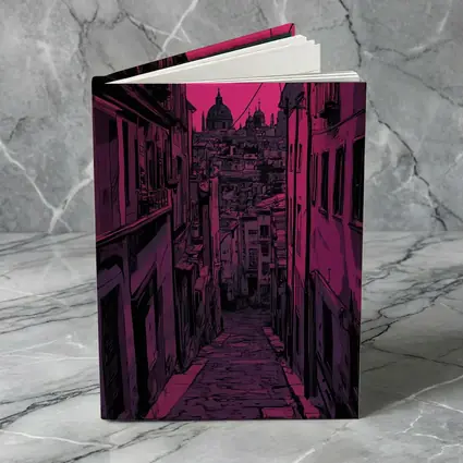 Narrow Alley Pink Sky European City Art