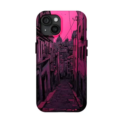 Narrow Alley Pink Sky European City Art