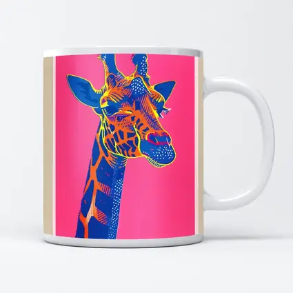 Pop Art Giraffe Portrait on Pink Background