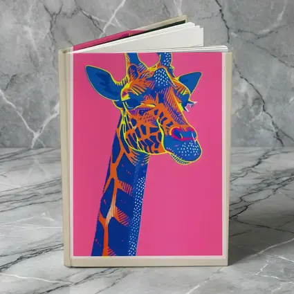 Pop Art Giraffe Portrait on Pink Background